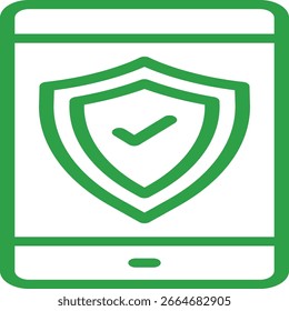 Green Smartphone with Security Shield and Checkmark Icon for Mob
