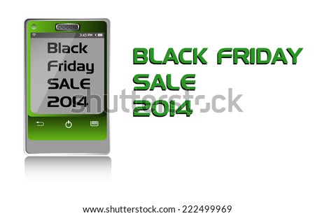 Green smartphone with the text Black Friday sale 2014 written on its screen