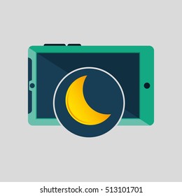 green smartphone, weather moon icon design vector illustration eps 10