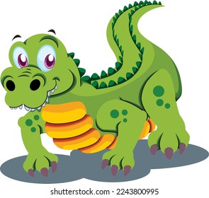 fondo blanco de cocodrilo sonriente verde
