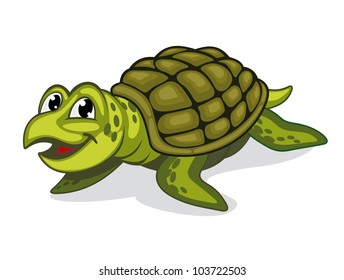 Green smiling turtle reptile in cartoon style. Jpeg version also available in gallery