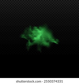 Green smoke, bad smell smog, flavor fume. Stink cloud of stench poison gases. Vector realistic chemical toxic haze. Breath or sweat odor isolated on transparent background. Whiff or steaming vapor