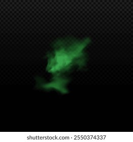 Green smoke, bad smell smog. Vector realistic stink cloud of stench poison gases, chemical toxic fog. Breath or sweat odor. Whiff brume or steaming vapor isolated on transparent background