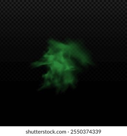 Green smoke, bad smell smog. Stink cloud of stench poison gases. Vector realistic chemical toxic fog. Breath or sweat odor isolated on transparent background. Whiff or steaming vapor