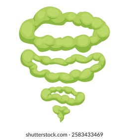 Green smoke cloud. Cartoon stream clouds, comic dust steaming, bright cloud puffs flat vector illustration icon. Steaming dust puff.