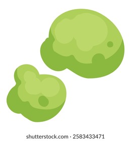 Green smoke cloud. Cartoon stream clouds, comic dust steaming, bright cloud puffs flat vector illustration icon. Steaming dust puff.