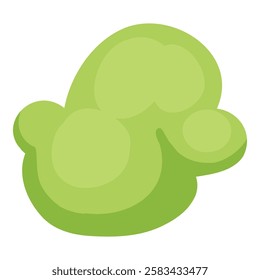 Green smoke cloud. Cartoon stream clouds, comic dust steaming, bright cloud puffs flat vector illustration icon. Steaming dust puff.