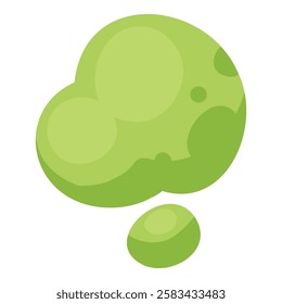 Green smoke cloud. Cartoon stream clouds, comic dust steaming, bright cloud puffs flat vector illustration icon. Steaming dust puff.