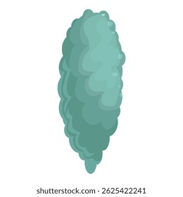 Nube de humo verde flotando en el aire, ilustración abstracta en estilo de dibujos animados