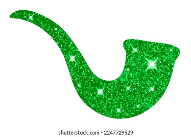 Grüne Rauchpfeife mit glänzender Textur für St. Patrick's Day, Symbol des irischen Feiertags. Vektorgrafik einzeln auf weißem Hintergrund