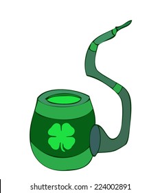 Green Smoking Pipe with a Leaf Clover