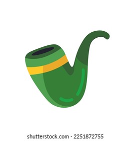 Green smoking pipe on white background. St. Patrick's Day celebr