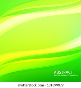 Green smooth curved light lines vector background design. Eps 10. 
