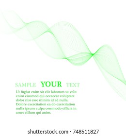 Green smooth light lines. Green waves. Vector illustration.