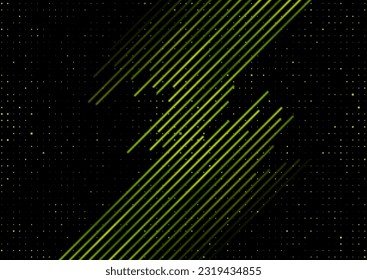Green smooth lines and small dots abstract geometry background. Vector design