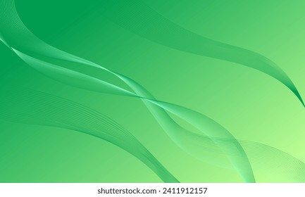 green smooth lines wave curve on gradient abstract background
