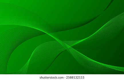 green smooth lines wave curve on soft gradient abstract background