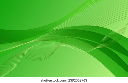 green smooth lines wave curves with gradient abstract background