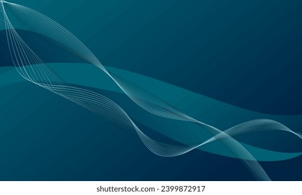 green smooth lines wave curves with soft gradient abstract background