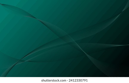 green smooth lines wave curves on gradient abstract background