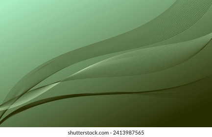 green smooth lines wave curves with soft gradient abstract background