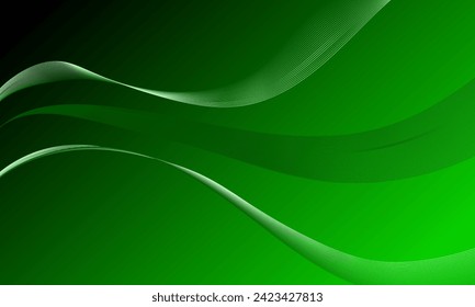 green smooth lines wave curves with soft gradient abstract background