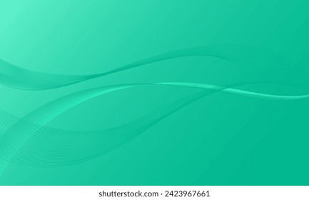 green smooth lines wave curves with soft gradient abstract background