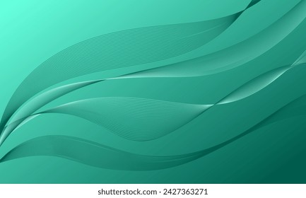 green smooth lines wave curves with smooth gradient abstract background