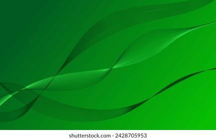 green smooth lines wave curves with abstract background