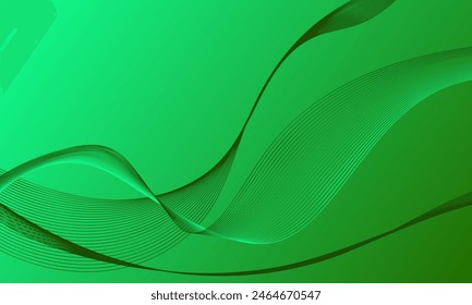 green smooth lines wave curves on smooth gradient abstract background