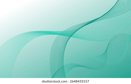 Curvas de onda de líneas suaves verdes sobre fondo abstracto de gradiente suave