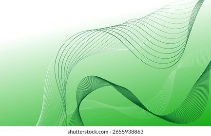 green smooth lines wave curves with soft gradient abstract background