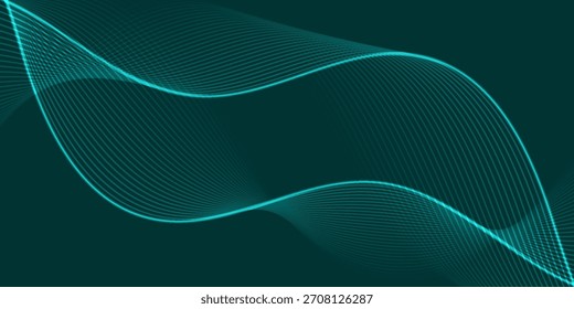Líneas suaves verdes Ondas Curvas Gradiente suave Fondo abstracto gráfico