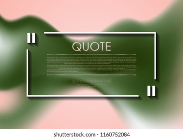 Green smooth waves corporate abstract background with quote speech bubble frame. Vector concept modern design