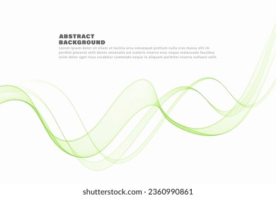 Green smooth wavy lines. Abstract wave flow.