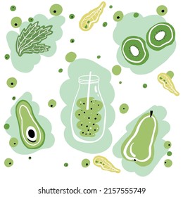 Smoothip verde en una botella con paja