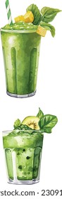 Clíparte Smoothie verde, ilustración vectorial aislada.