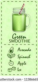 Green smoothie concept banner. Realistic illustration of green smoothie vector concept banner for web design