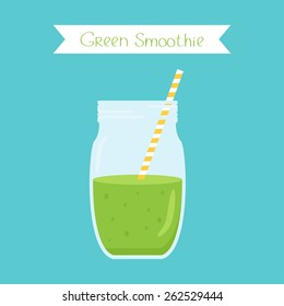 Green smoothie. Flat design. Vector illustration