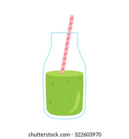 Green smoothie. Flat design. Vector illustration