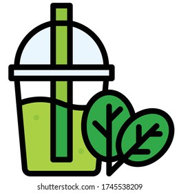 Green smoothie icon, Beverage filled style vector illustration