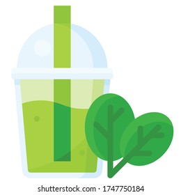 Icono de suavizado verde, Ilustración vectorial de estilo plano de Bebida
