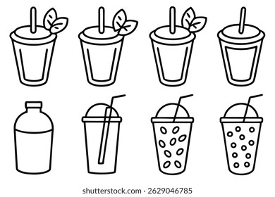 Green Smoothie Line Art Organic Beverage Sketch for Creative Artwork (1)
