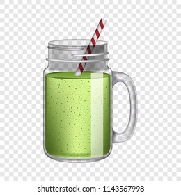 Green smoothie mockup. Realistic illustration of green smoothie vector mockup for on transparent background