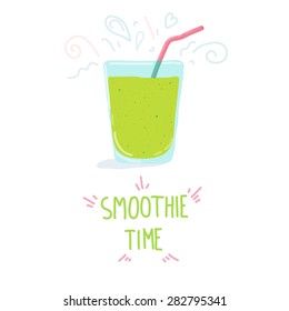 Green smoothie recipe. Doodle style