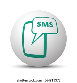 Green Sms icon on white sphere