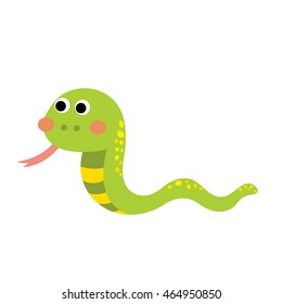 Green Snake animal cartoon character isolated on white background.