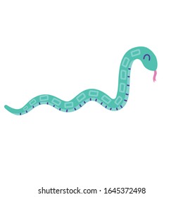 green snake animal cartoon doodle color vector illustration