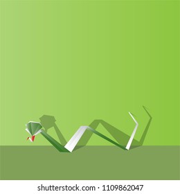 Green Snake. Animal Icon in Paper Origami Style. Vector Illustration.