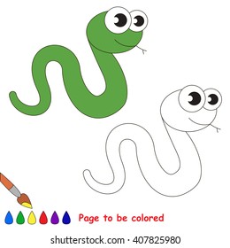 Green Snake to be colored. Coloring book for children. Visual game.